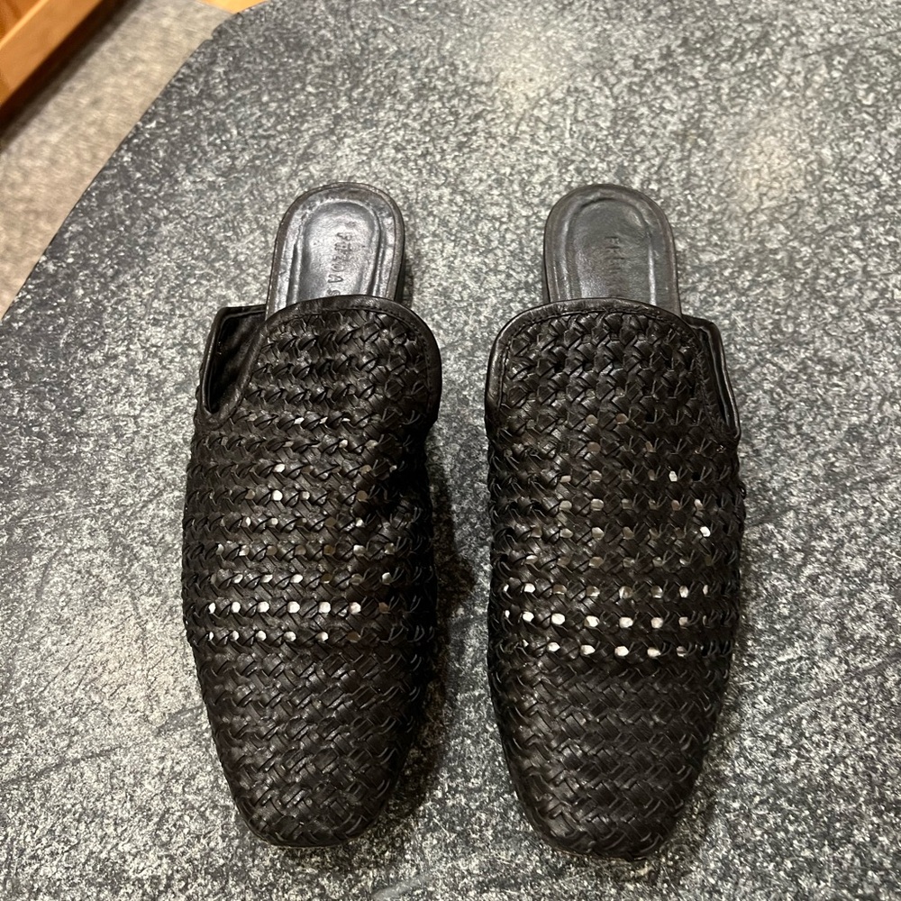 Freda Salvador Black Woven Mules